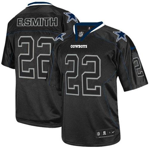 Cowboys #22 Emmitt Smith Lights Out Black Men's Stitched Elite Jersey