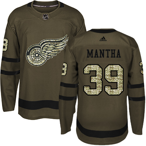 Adidas Detroit Red Wings #39 Anthony Mantha Green Salute to Service Stitched Youth Jersey Youth