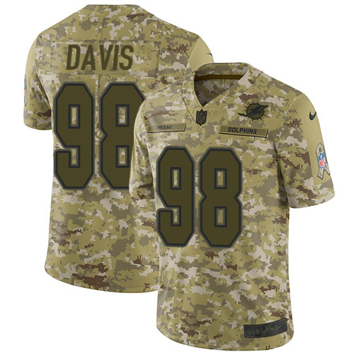 Miami Dolphins #98 Raekwon Davis Camo Youth Stitched Limited 2018 Salute To Service Jersey Youth
