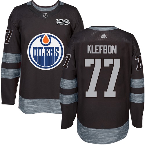 Adidas Edmonton Oilers #77 Oscar Klefbom Black 1917-2017 100th Anniversary Stitched Jersey Men's