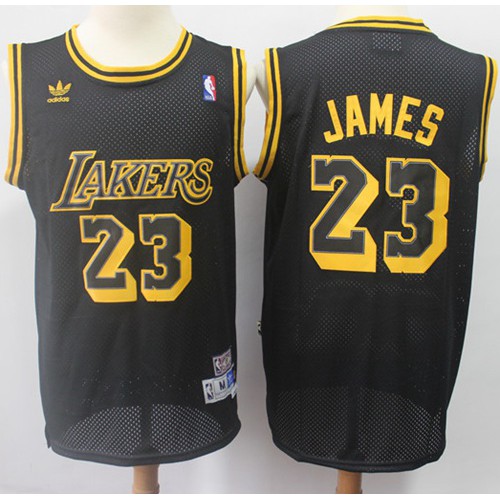 Los Angeles Lakers #23 LeBron James Black Throwback Stitched Jersey Mens