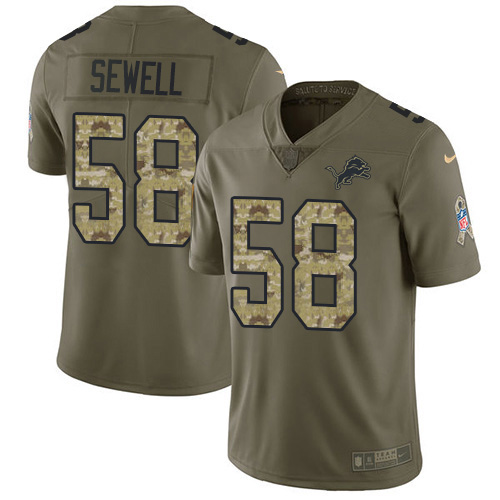 Detroit Detroit Lions #58 Penei Sewell Olive/Camo Youth Stitched Limited 2017 Salute To Service Jersey Youth