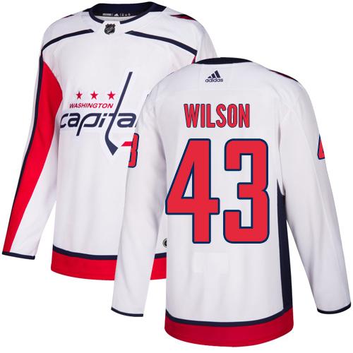 Adidas Washington Capitals #43 Tom Wilson White Road Authentic Stitched Jersey Men's