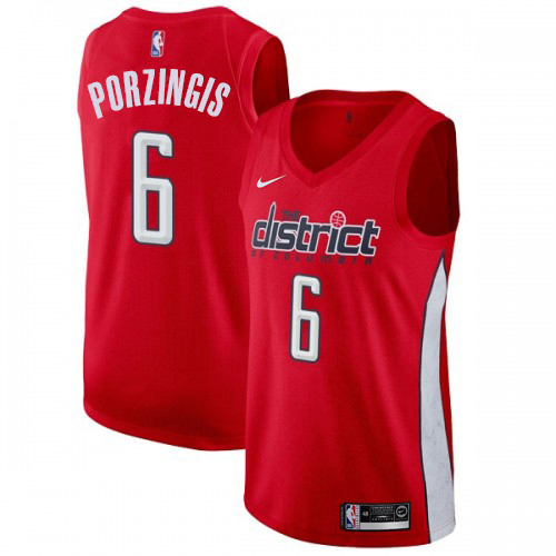 Washington Wizards #6 Kristaps Porzingis Red Womens Swingman Earned Edition Jersey Womens