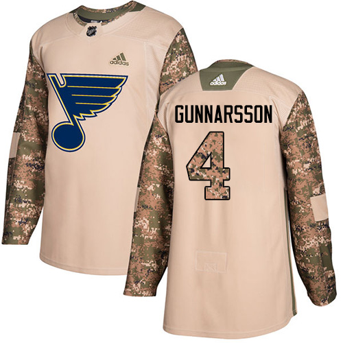 Adidas St. Louis Blues #4 Carl Gunnarsson Camo Authentic 2017 Veterans Day Stitched Jersey Men's