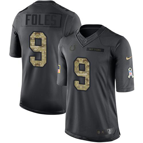 Colts #9 Nick Foles Black Youth Stitched Limited 2016 Salute To Service Jersey
