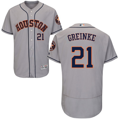 Houston Astros #21 Zack Greinke Grey Flexbase Authentic Collection Stitched Jersey Men's