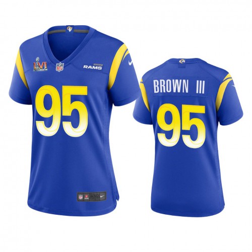 Los Angeles Los Angeles Rams #95 Bobby Brown III Women's Super Bowl LVI Patch Game Jersey - Royal Womens