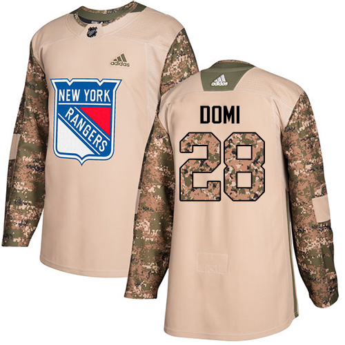 Adidas New York Rangers #28 Tie Domi Camo Authentic 2017 Veterans Day Stitched Jersey Men's