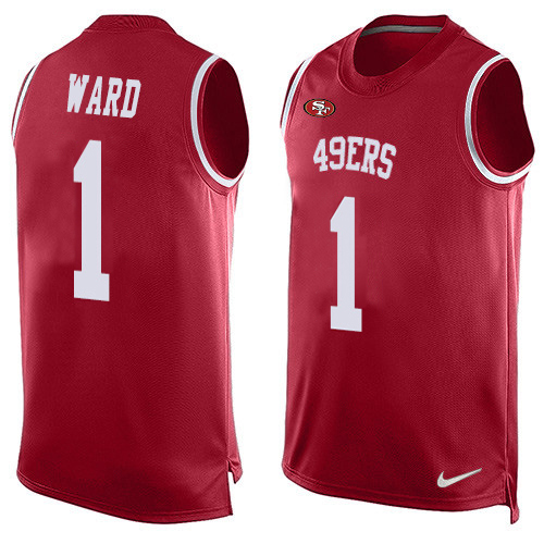 49ers #1 Jimmie Ward Red Team Color Men's Stitched Limited Tank Top Jersey