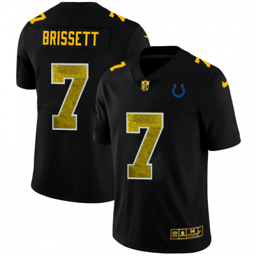 Indianapolis Indianapolis Colts #7 Jacoby Brissett Men's Black Golden Sequin Vapor Limited Jersey Men's