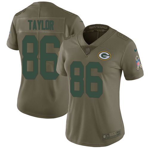 Green Bay Packers #86 Malik Taylor Olive Women's Stitched Limited 2017 Salute To Service Jersey Womens