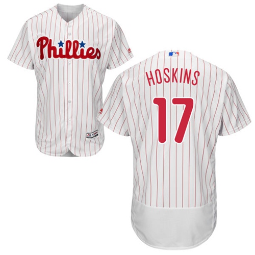 Philadelphia Phillies #17 Rhys Hoskins White(Red Strip) Flexbase Authentic Collection Stitched Jersey Men's