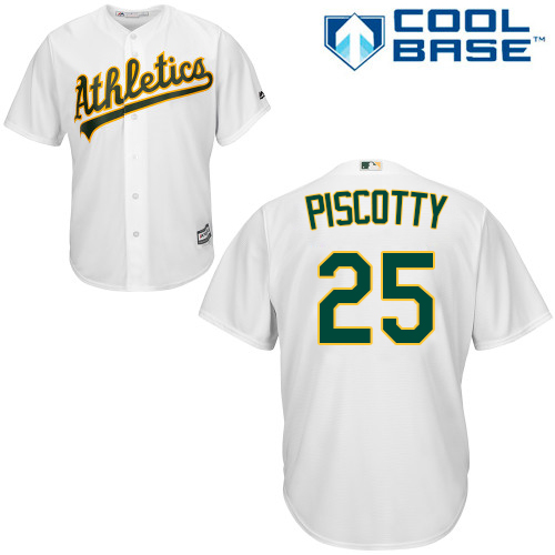 Oakland Athletics #25 Stephen Piscotty White Cool Base Stitched Youth Jersey Youth