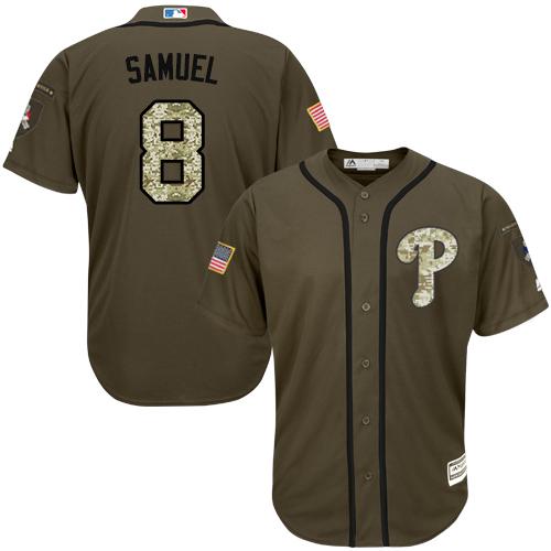 Philadelphia Phillies #8 Juan Samuel Green Salute to Service Stitched Jersey Men's