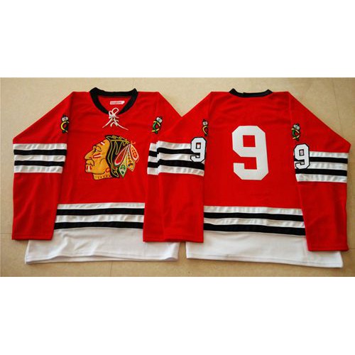 Mitchell And Ness 1960-61 Chicago Blackhawks #9 Bobby Hull Red Stitched Jersey Men's