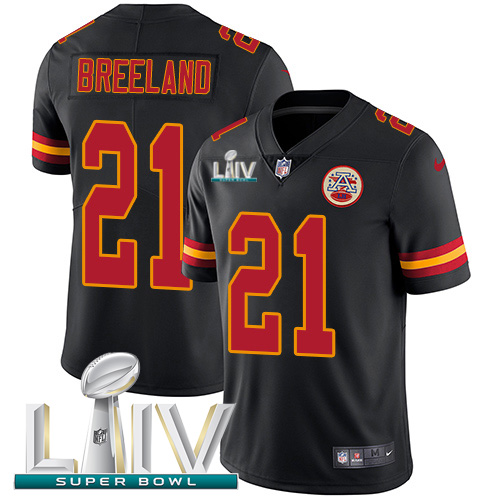 Kansas City Chiefs #21 Bashaud Breeland Black Super Bowl LIV 2020 Youth Stitched Limited Rush Jersey Youth
