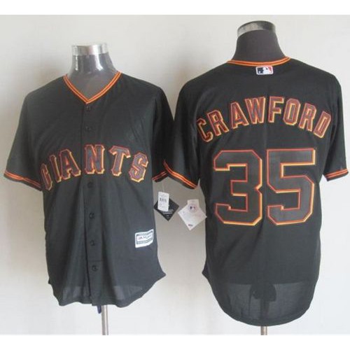 San Francisco Giants #35 Brandon Crawford Black New Cool Base Stitched Jersey Men's