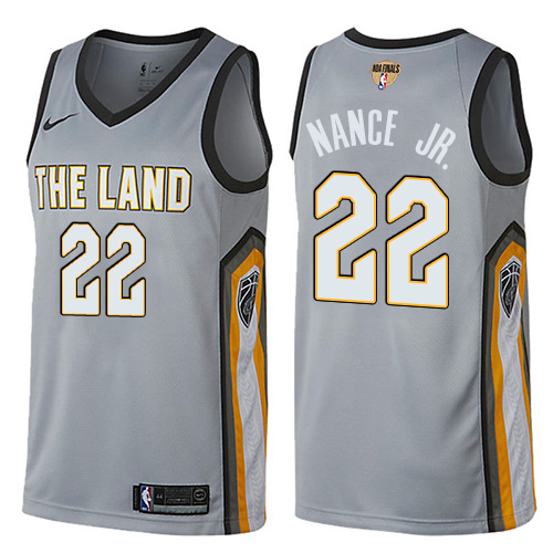 Cleveland Cavaliers #22 Larry Nance Jr. Gray The Finals Patch Swingman City Edition Jersey Mens