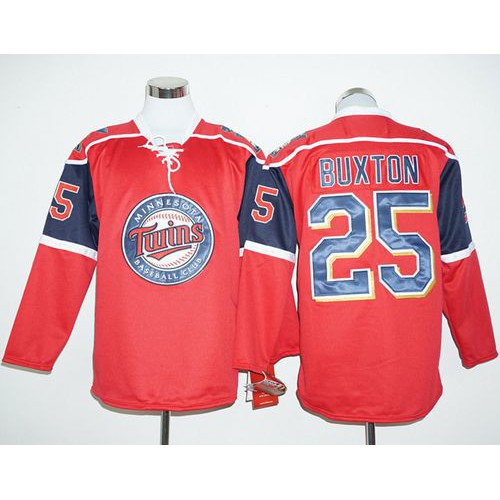 Minnesota Twins #25 Byron Buxton Red Long Sleeve Stitched Jersey Men's