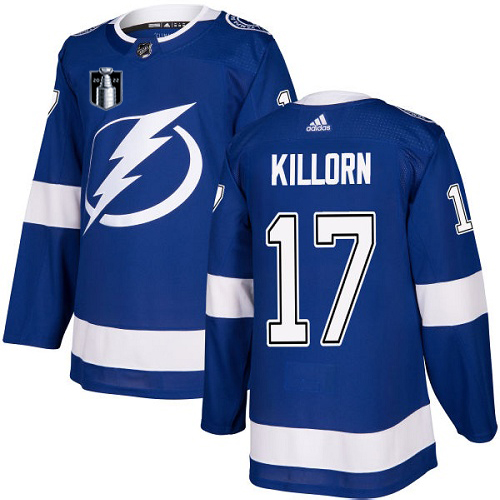 Adidas Tampa Bay Lightning #17 Alex Killorn Blue 2022 Stanley Cup Final Patch Home Authentic Stitched Jersey Men's