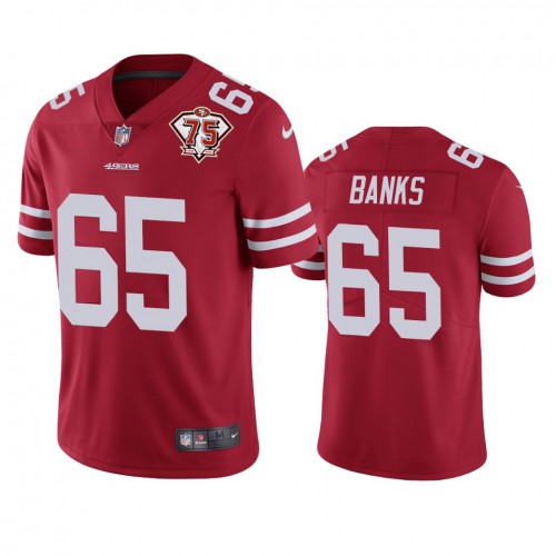 San Francisco 49ers #65 Aaron Banks Red Youth 75th Anniversary Stitched Vapor Untouchable Limited Jersey Youth