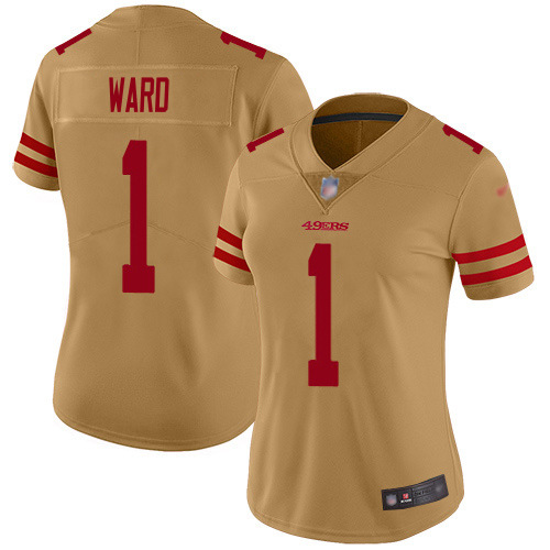 49ers #1 Jimmie Ward Gold Women's Stitched Limited Inverted Legend Jersey