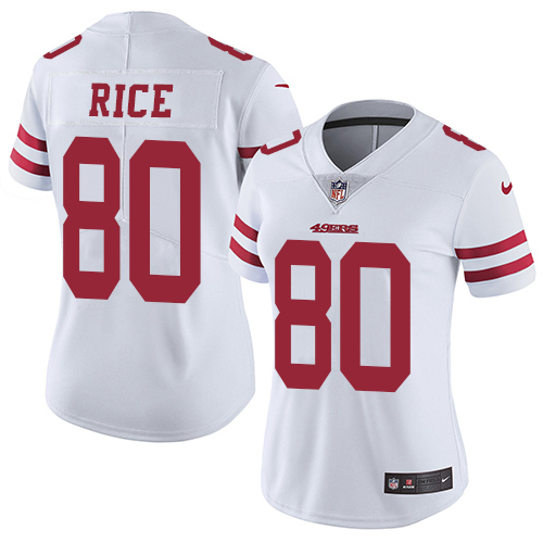 49ers #80 Jerry Rice White Women's Stitched Vapor Untouchable Limited Jersey