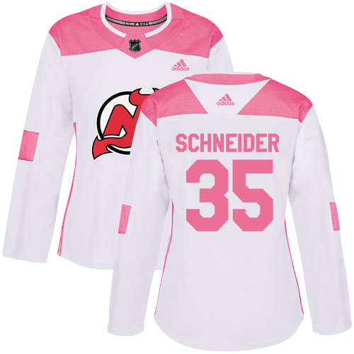 Adidas New Jersey Devils #35 Cory Schneider White/Pink Authentic Fashion Women's Stitched Jersey Womens