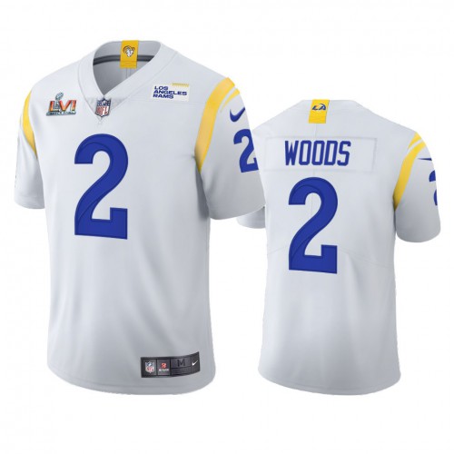 Los Angeles Los Angeles Rams #2 Robert Woods Men's Super Bowl LVI Patch 2021 Vapor Limited Jersey - White Men's