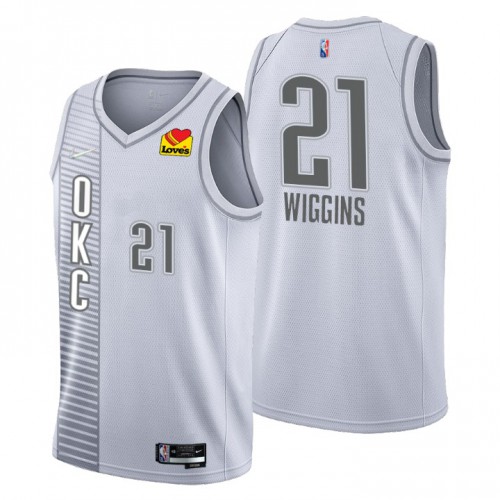 Oklahoma City Oklahoma City Thunder #21 Aaron Wiggins Mens Gray 2021/22 Swingman Jersey - City Edition Mens