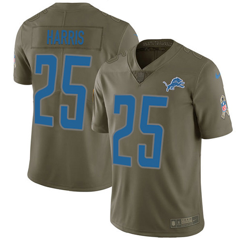 Detroit Lions #25 Will Harris Olive Youth Stitched Limited 2017 Salute to Service Jersey Youth