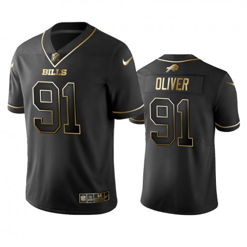 Buffalo Bills #91 Ed Oliver Black Golden Limited Edition Stitched Jersey Men's