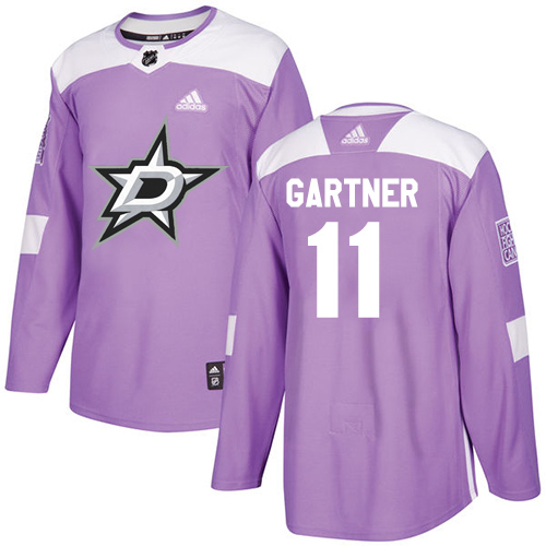 Adidas Dallas Stars #11 Mike Gartner Purple Authentic Fights Cancer Stitched Jersey Men's