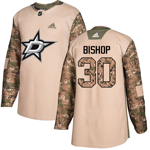 Adidas Dallas Stars #30 Ben Bishop Camo Authentic 2017 Veterans Day Stitched Jersey Men's