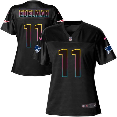 Patriots #11 Julian Edelman Black Women's Fashion Game Jersey