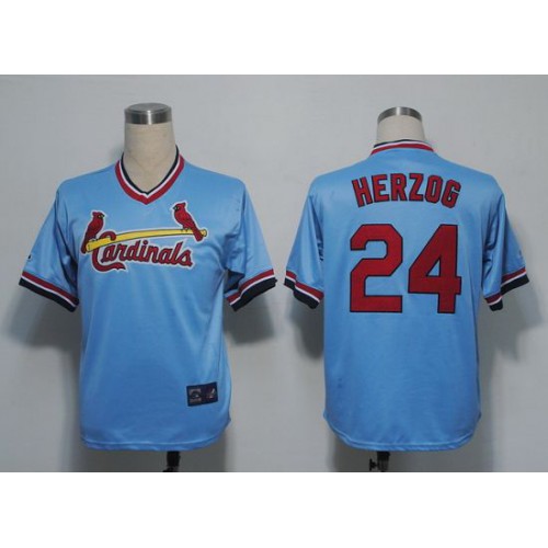 Mitchell And Ness St.Louis Cardinals #24 Whitey Herzog Blue Throwback Stitched Jersey Men's