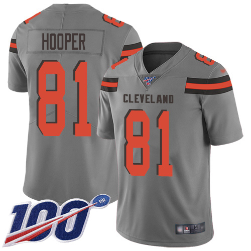 Cleveland Browns #81 Austin Hooper Gray Men's Stitched Limited Inverted Legend 100th Season Jersey Men's