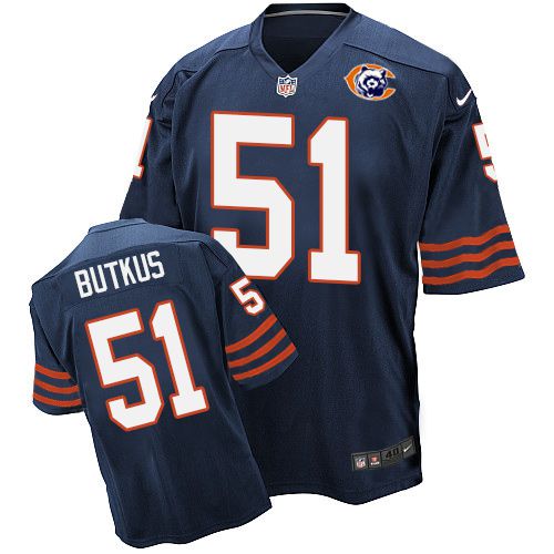Bears #51 Dick Butkus Navy Blue Throwback Men's Stitched Elite Jersey