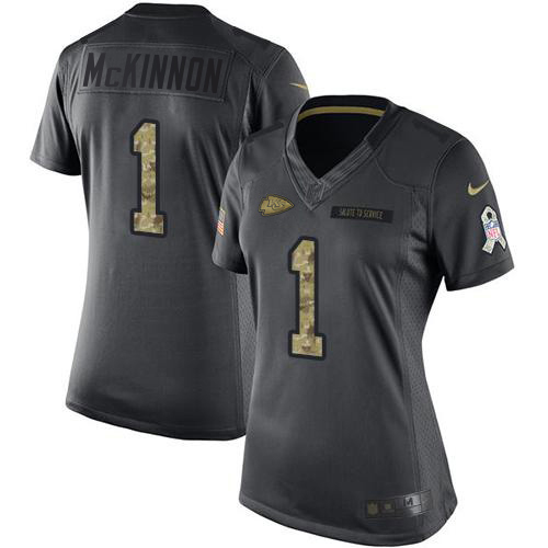 Chiefs #1 Jerick McKinnon Black Women's Stitched Limited 2016 Salute To Service Jersey