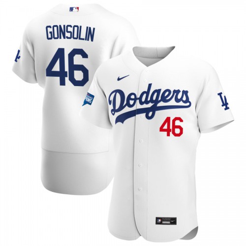 Los Angeles Los Angeles Dodgers #46 Tony Gonsolin Men's White Home 2020 World Series Champions Authentic Player Jersey Men's