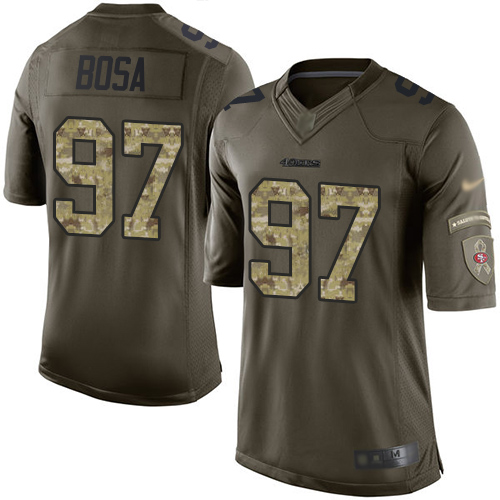 49ers #97 Nick Bosa Green Youth Stitched Limited 2015 Salute To Service Jersey
