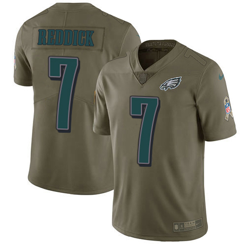 Eagles #7 Haason Reddick Olive Men's Stitched Limited 2017 Salute To Service Jersey