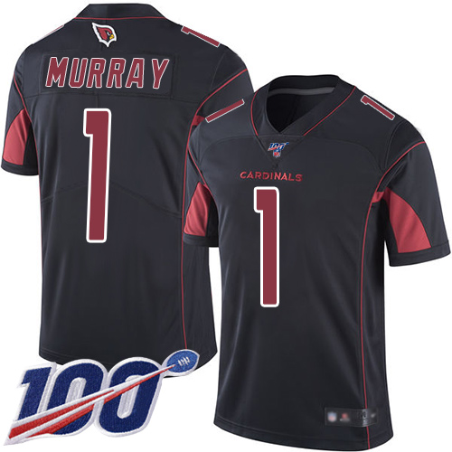Cardinals #1 Kyler Murray Black Men's Stitched Limited Rush 100th Season Jersey