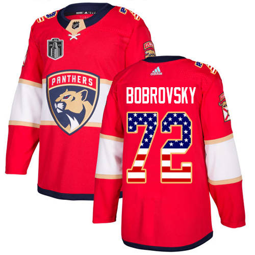 Adidas Lightning #72 Sergei Bobrovsky Red 2023 Stanley Cup Final Patch Home Authentic USA Flag Stitched Youth Jersey