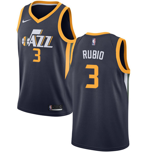 Utah Jazz #3 Ricky Rubio Navy Youth Swingman Icon Edition Jersey Youth