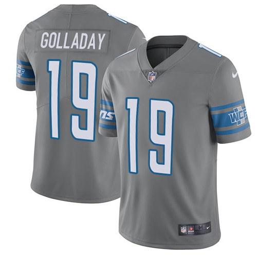 Detroit Lions #19 Kenny Golladay Gray Men's Stitched Limited Rush Jersey Men's