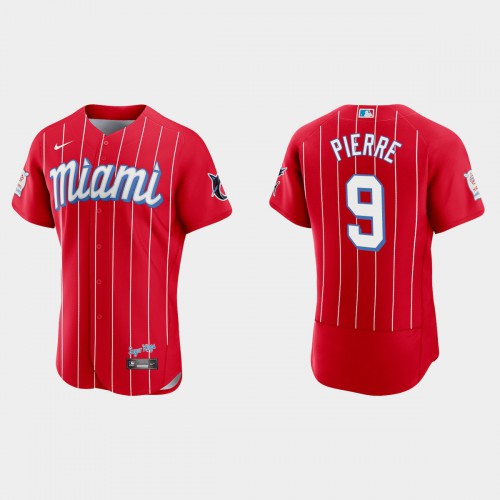 Miami Miami Marlins #9 Juan Pierre Men's 2021 City Connect Authentic Jersey Red Men's