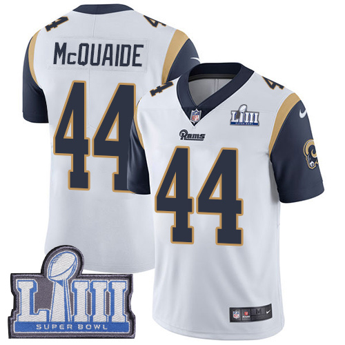 Los Angeles Rams #44 Jacob McQuaide White Super Bowl LIII Bound Youth Stitched Vapor Untouchable Limited Jersey Youth