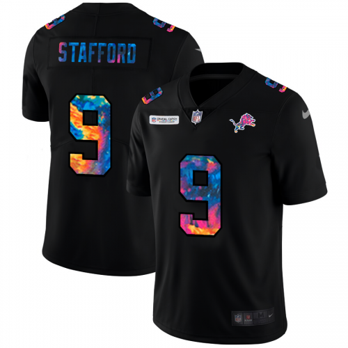 Detroit Detroit Lions #9 Matthew Stafford Men's Multi-Color Black 2020 Crucial Catch Vapor Untouchable Limited Jersey Men's